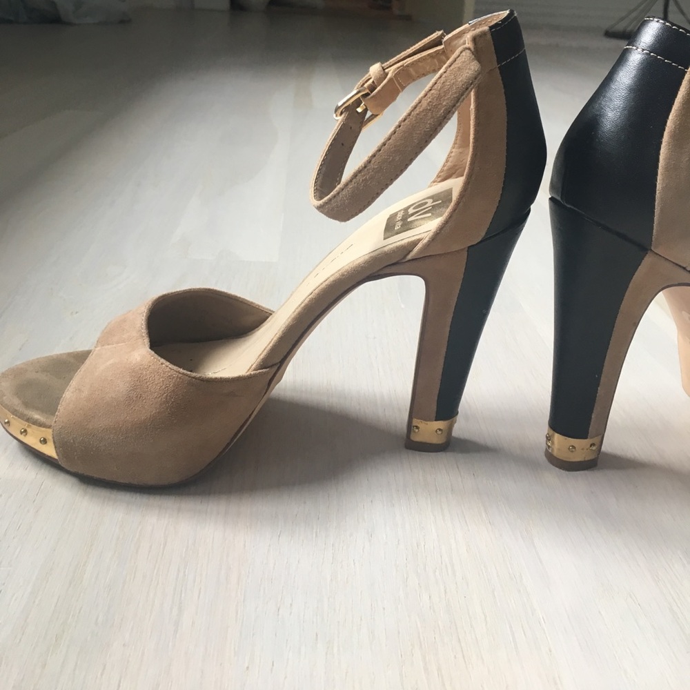 Gorgeous! Suede and leather sandal, gold platform - Picture 4 of 7